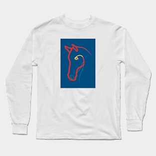 Coloured Line Horse Portrait Long Sleeve T-Shirt